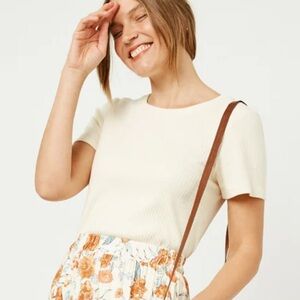 Hayden Los Angeles Textured Rib Short Sleeve Minimalist Closet Staple Tee Size M
